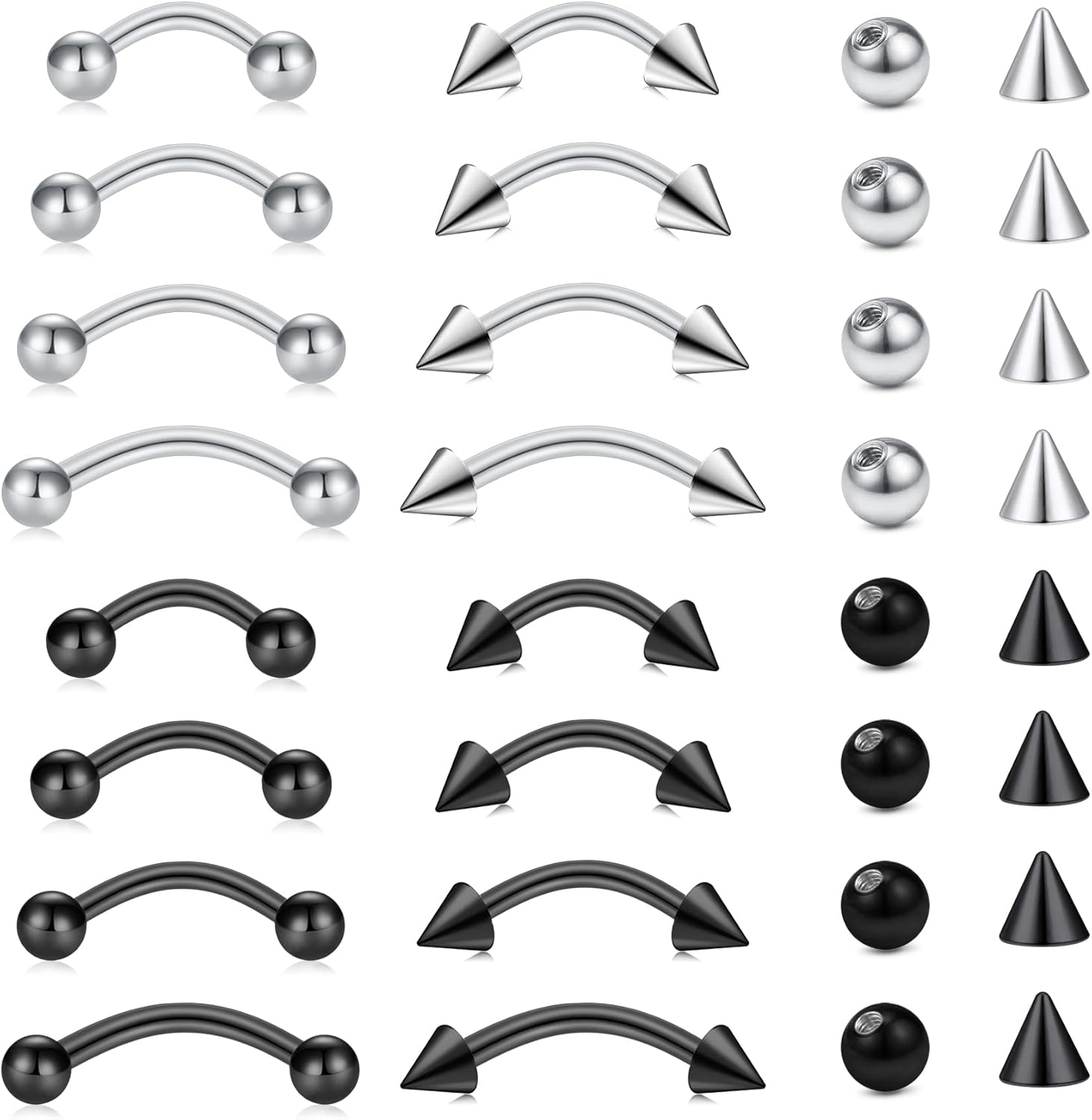 Body Jewelry Barbell - 32pc/set Surgical Steel Curved Barbell Tiny