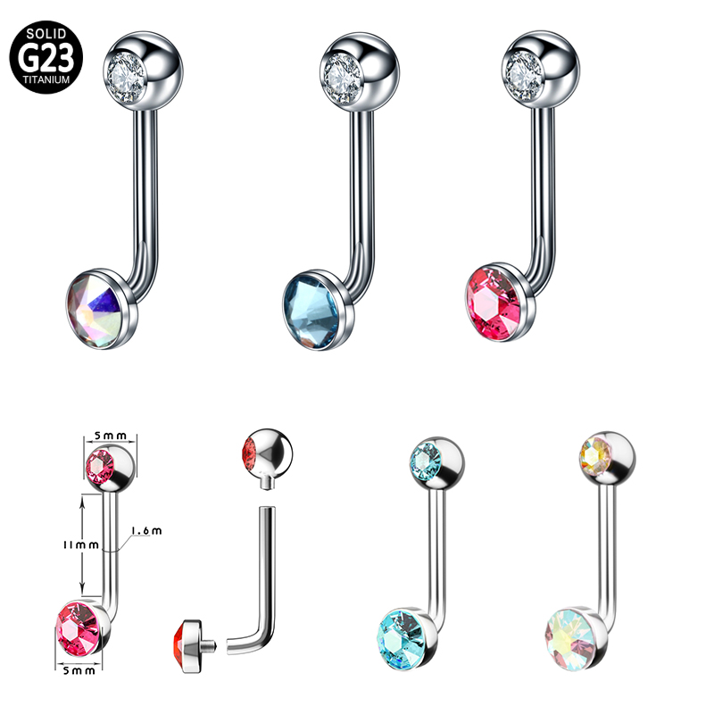 Body Jewelry Vch - 1PC F136 Titanium 14G CZ Gem