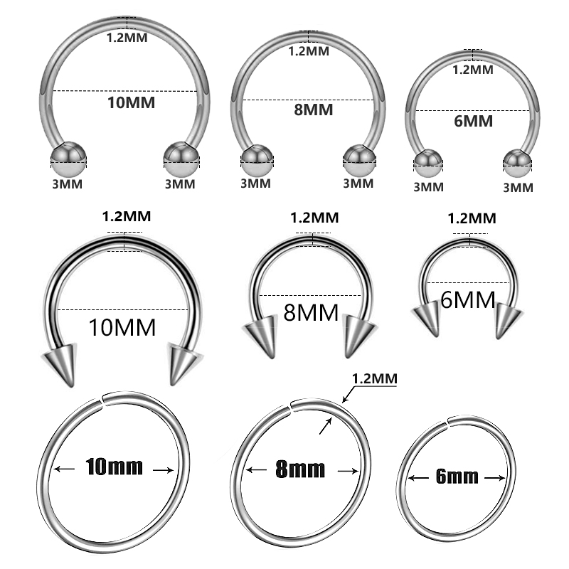 Body Jewelry Barbell - 9 Cái/lốc Thép Tai Xỏ Ngón