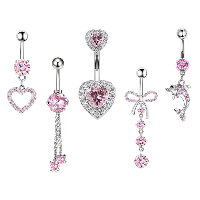 Body Jewelry Barbell - 1PCS Pink Crown Belly Button Rings