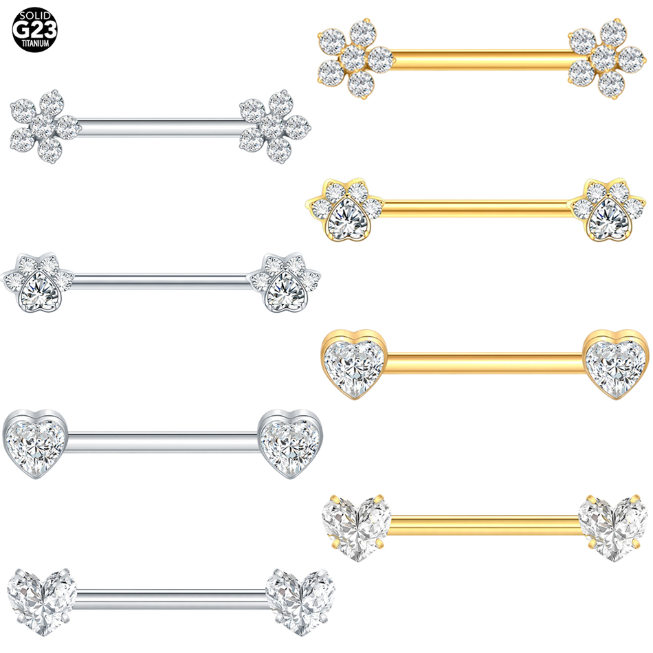 Body Jewelry Barbell - 1Pc Titanium Flower Nipple Piercing Barbell