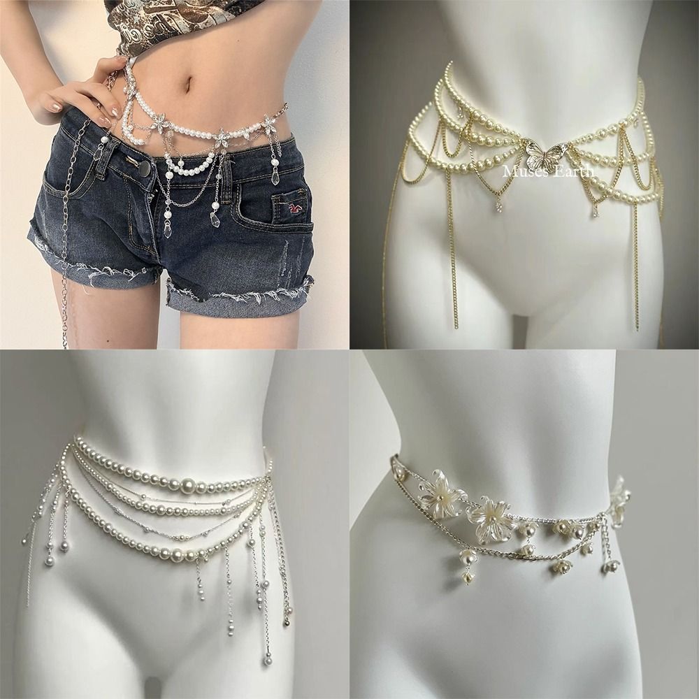 Body Jewelry Waist Chains - Fashion Elegant Pearl Waist Chains Waist