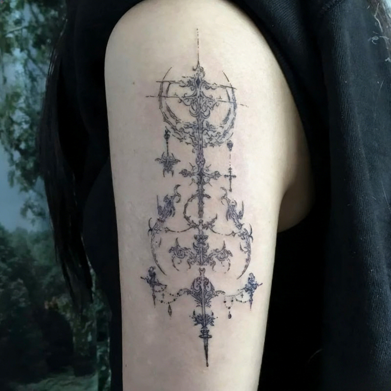Body Jewelry Tattoo - Herbal Cross Temporary Tattoos for Woman