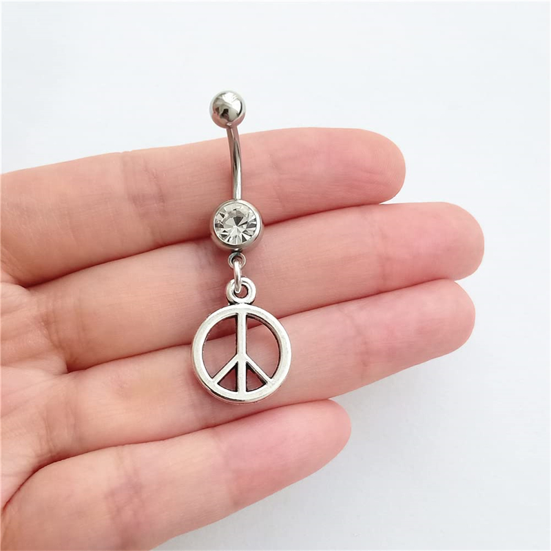 Peace Sign Pendant Belly Ring  - đánh giá và giá Body Jewelry Barbell