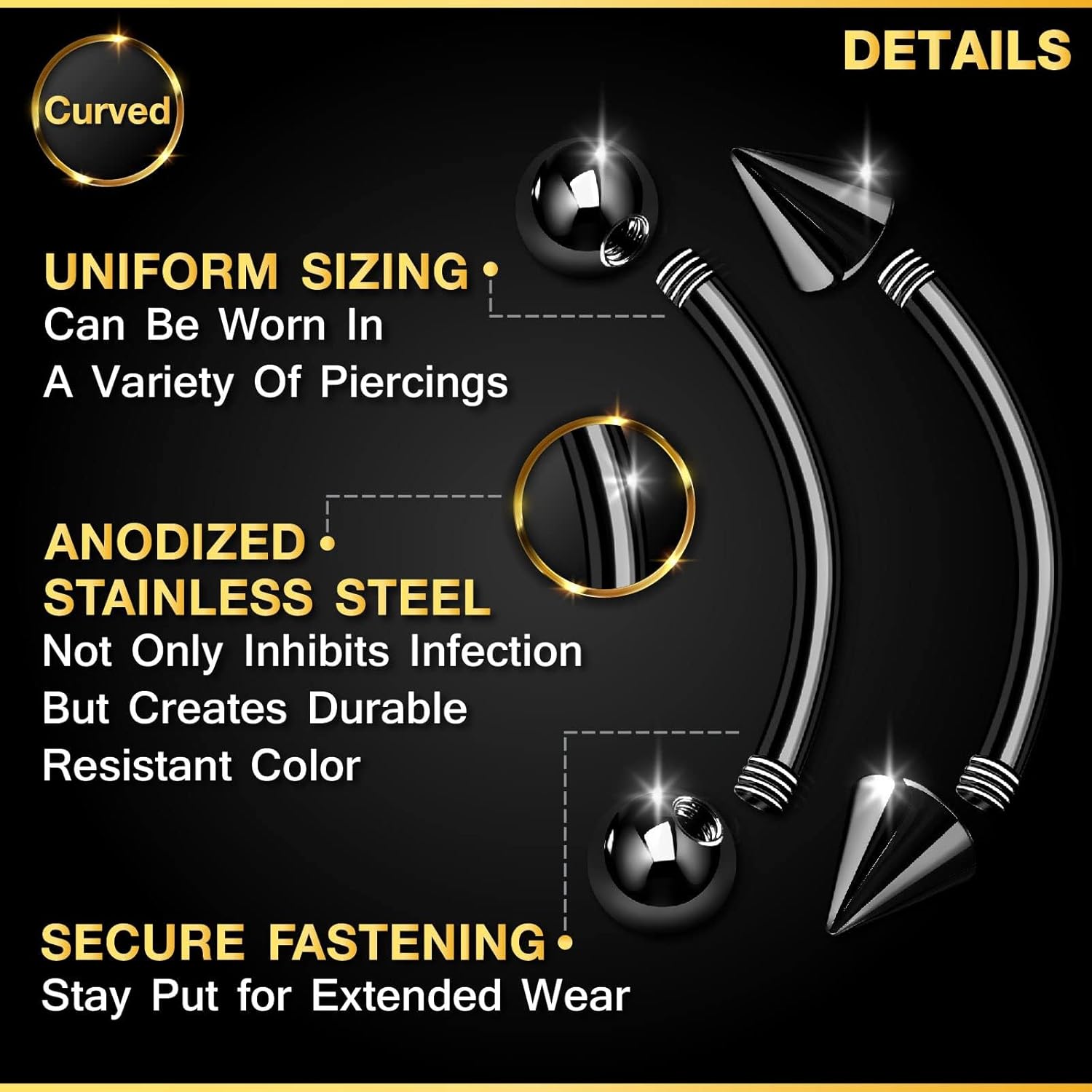 32pc/set Surgical Steel Curved - đánh giá và giá Body Jewelry Barbell