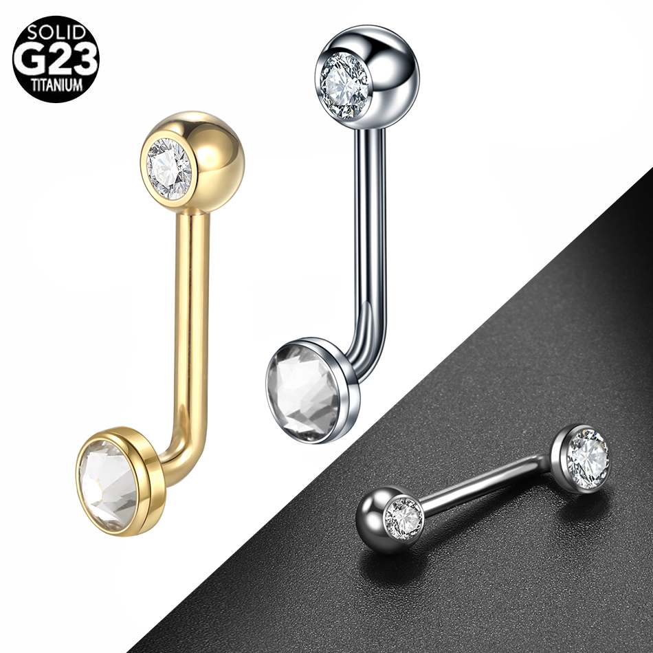 1PC G23 Titanium CZ Curved Bar - đánh giá và giá Body Jewelry Vch