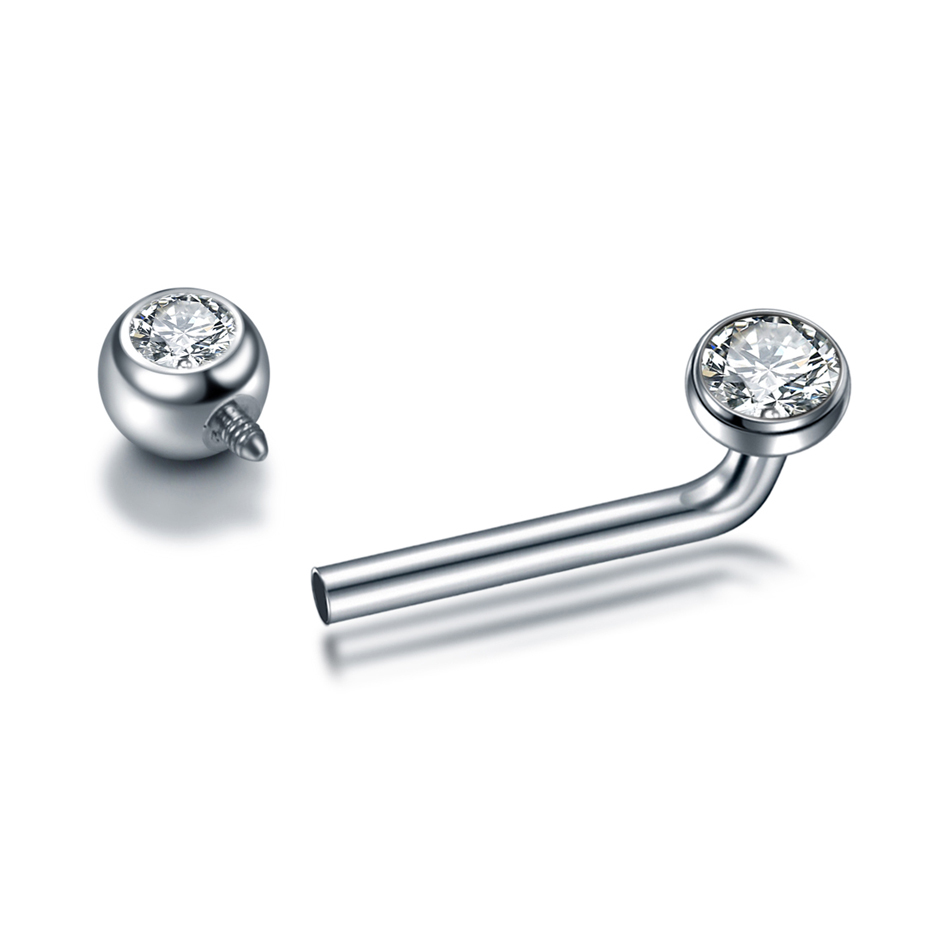 1PC G23 Titanium CZ Curved Bar - đánh giá và giá Body Jewelry Vch