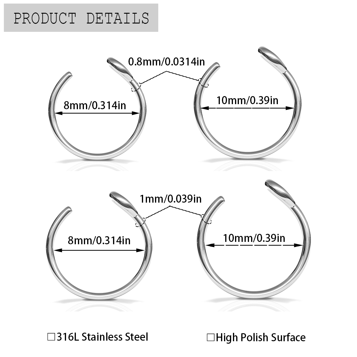 2 Pcs Stainless Steel Personal - đánh giá và giá Body Jewelry Metal Types
