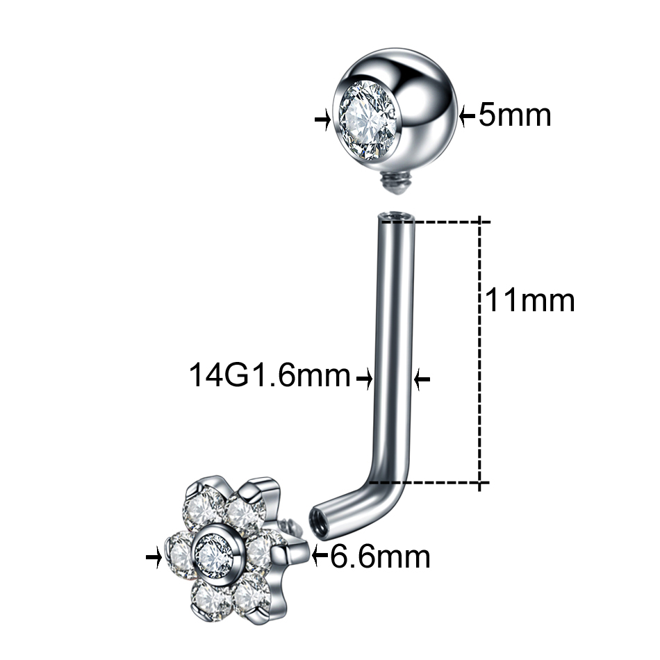 1pc 14G Titanium Flower Christ - đánh giá và giá Body Jewelry Vch