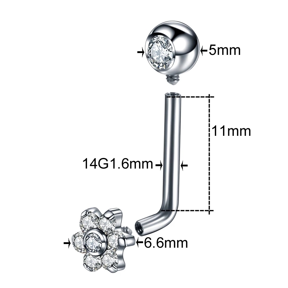 1Pc G23 Titanium Crystal Flowe - đánh giá và giá Body Jewelry Vch