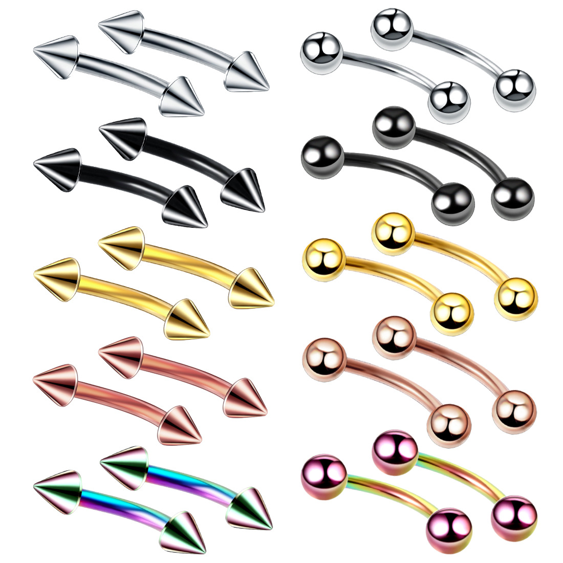 20pc/set Steel Eyebrow Banana  - đánh giá và giá Body Jewelry Barbell