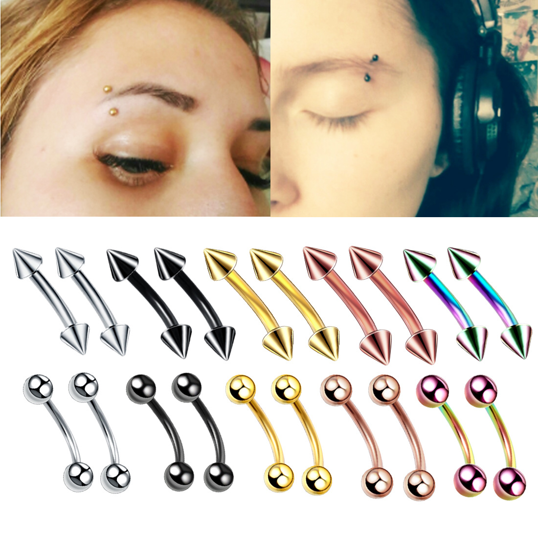 20pc/set Steel Eyebrow Banana  - đánh giá và giá Body Jewelry Barbell