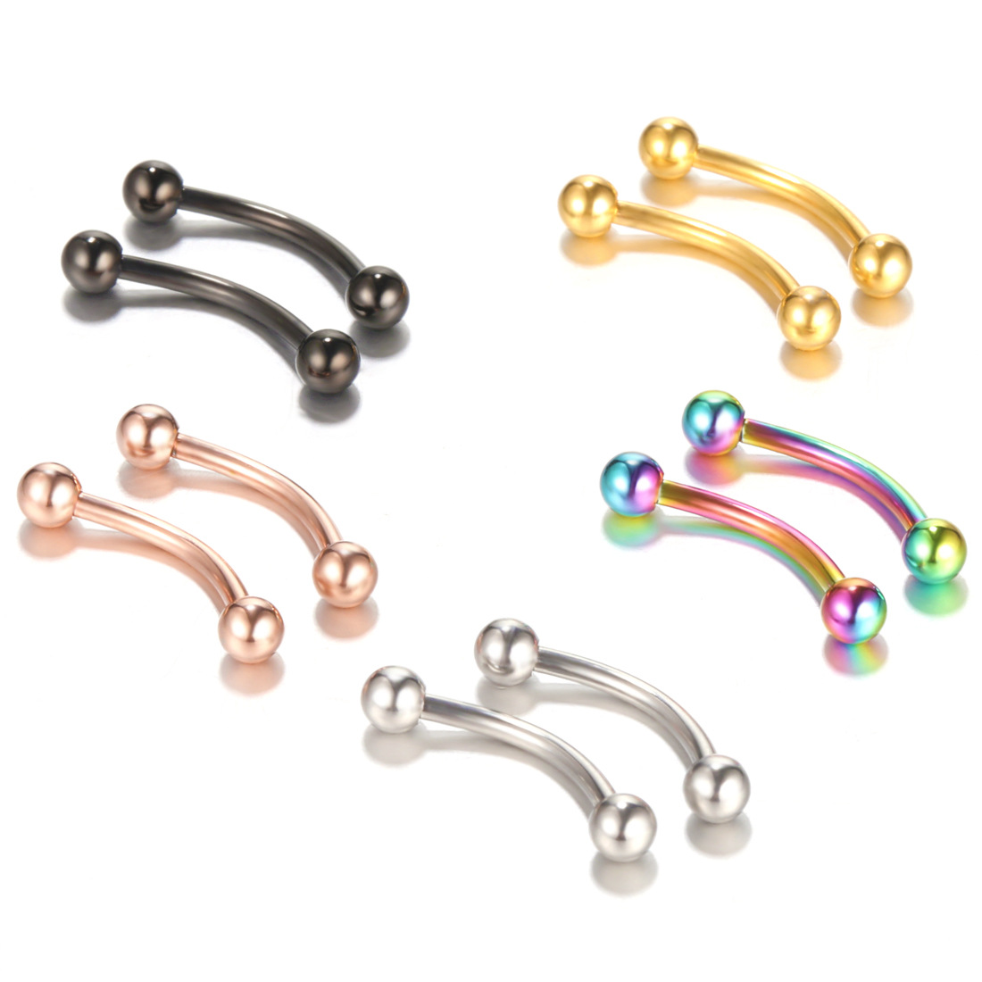 20pc/set Steel Eyebrow Banana  - đánh giá và giá Body Jewelry Barbell