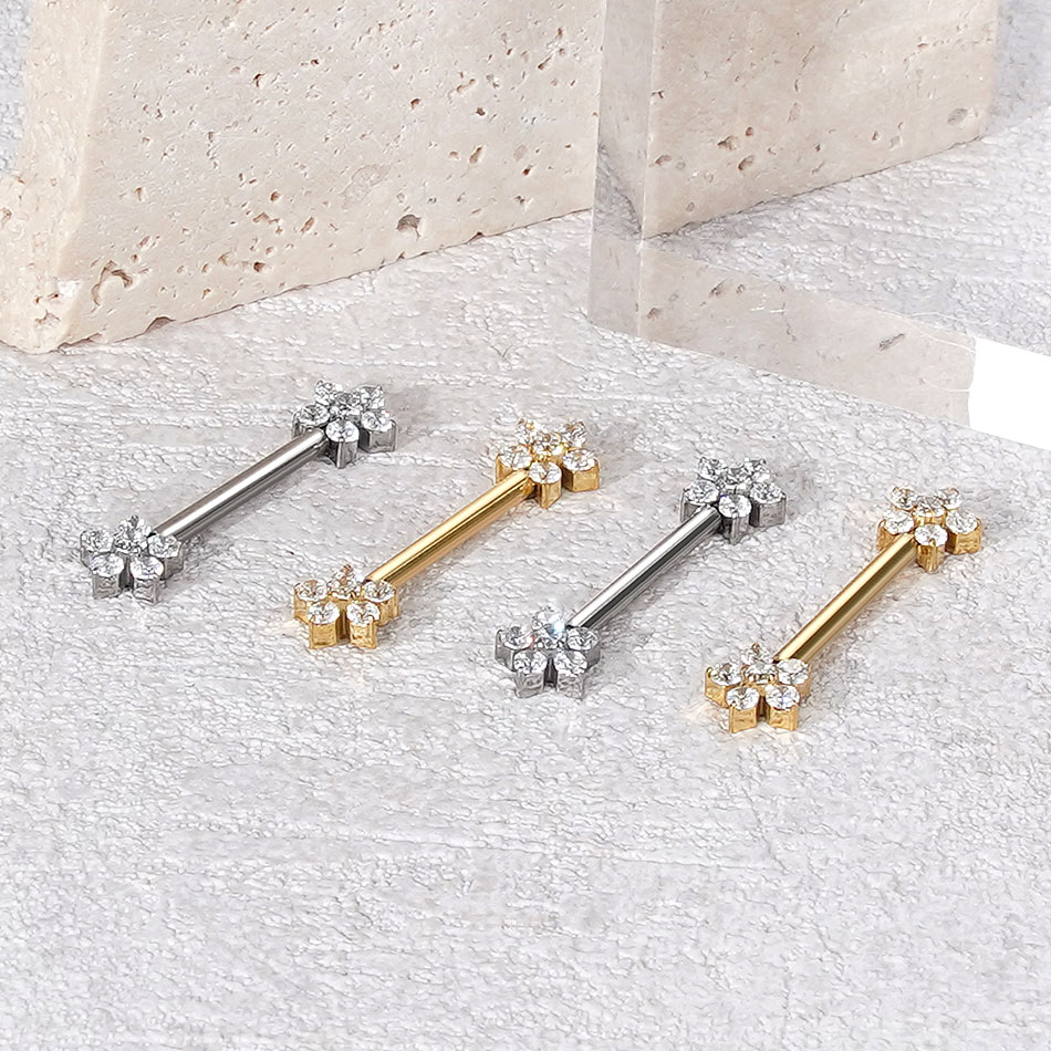 1Pc Titanium Flower Nipple Pie - đánh giá và giá Body Jewelry Barbell