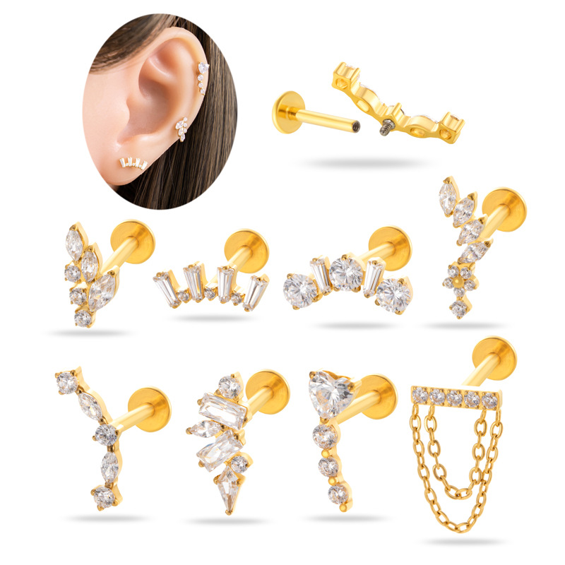 1PC G23 Titanium Ear Stud Inte - đánh giá và giá Body Jewelry Cartilage Earrings