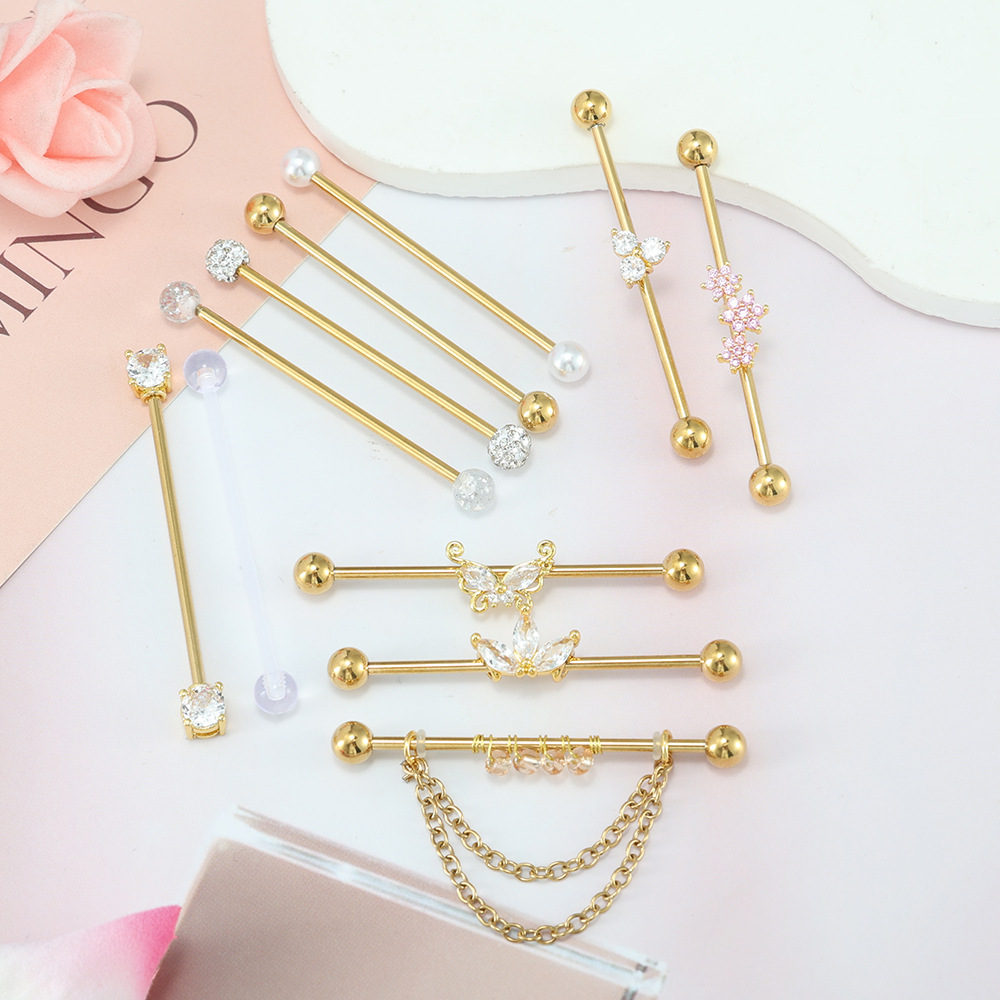 Gold Plated Industrial Piercin - đánh giá và giá Body Jewelry Barbell