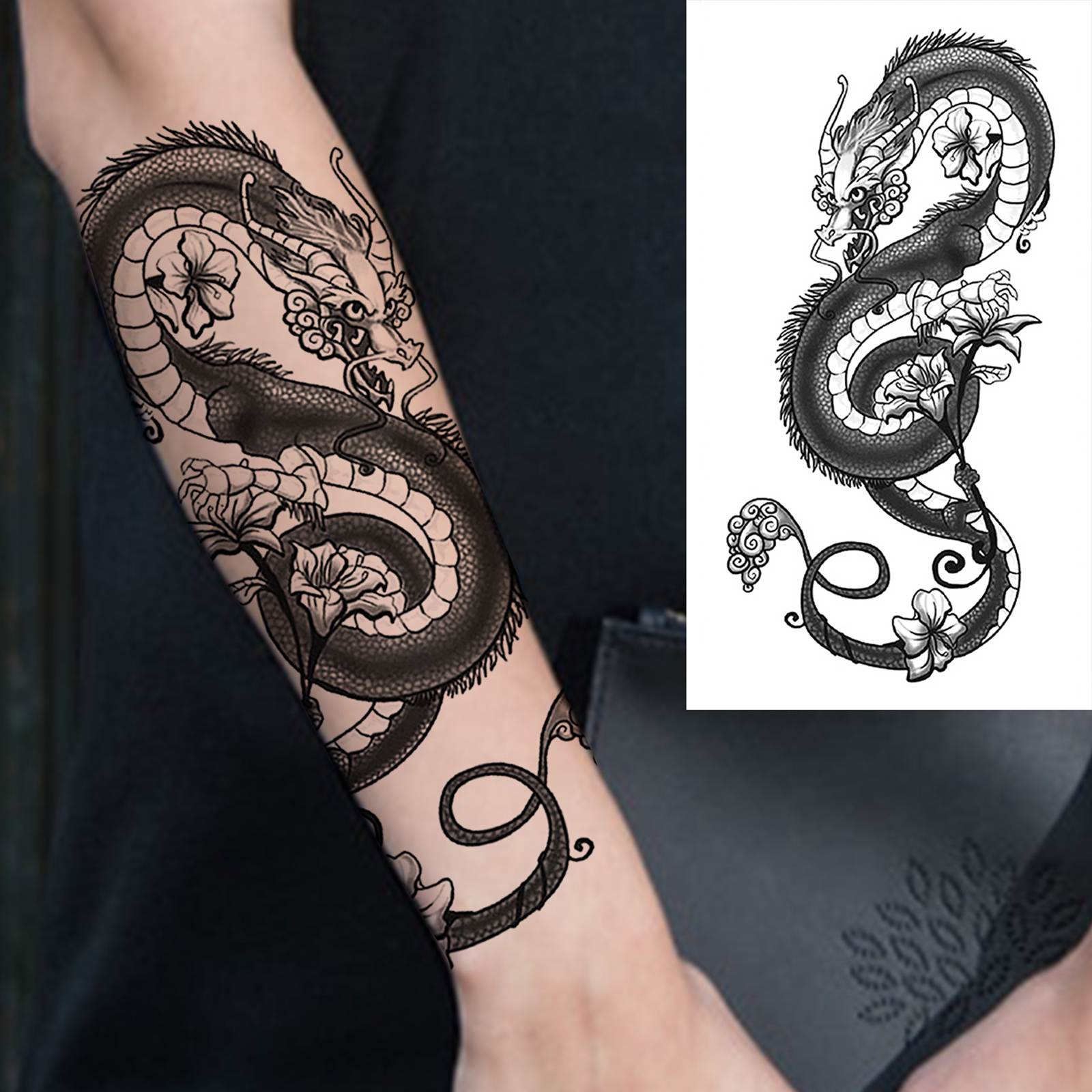 1 Sheets Dragon Temporary Tatt - đánh giá và giá Body Jewelry Tattoo