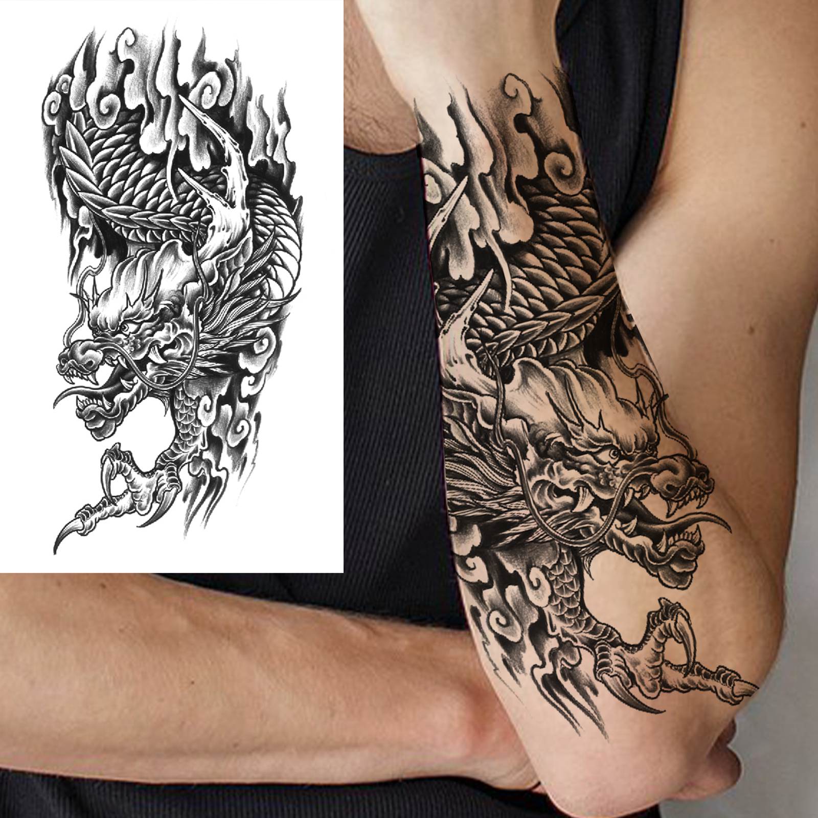 1 Sheets Dragon Temporary Tatt - đánh giá và giá Body Jewelry Tattoo