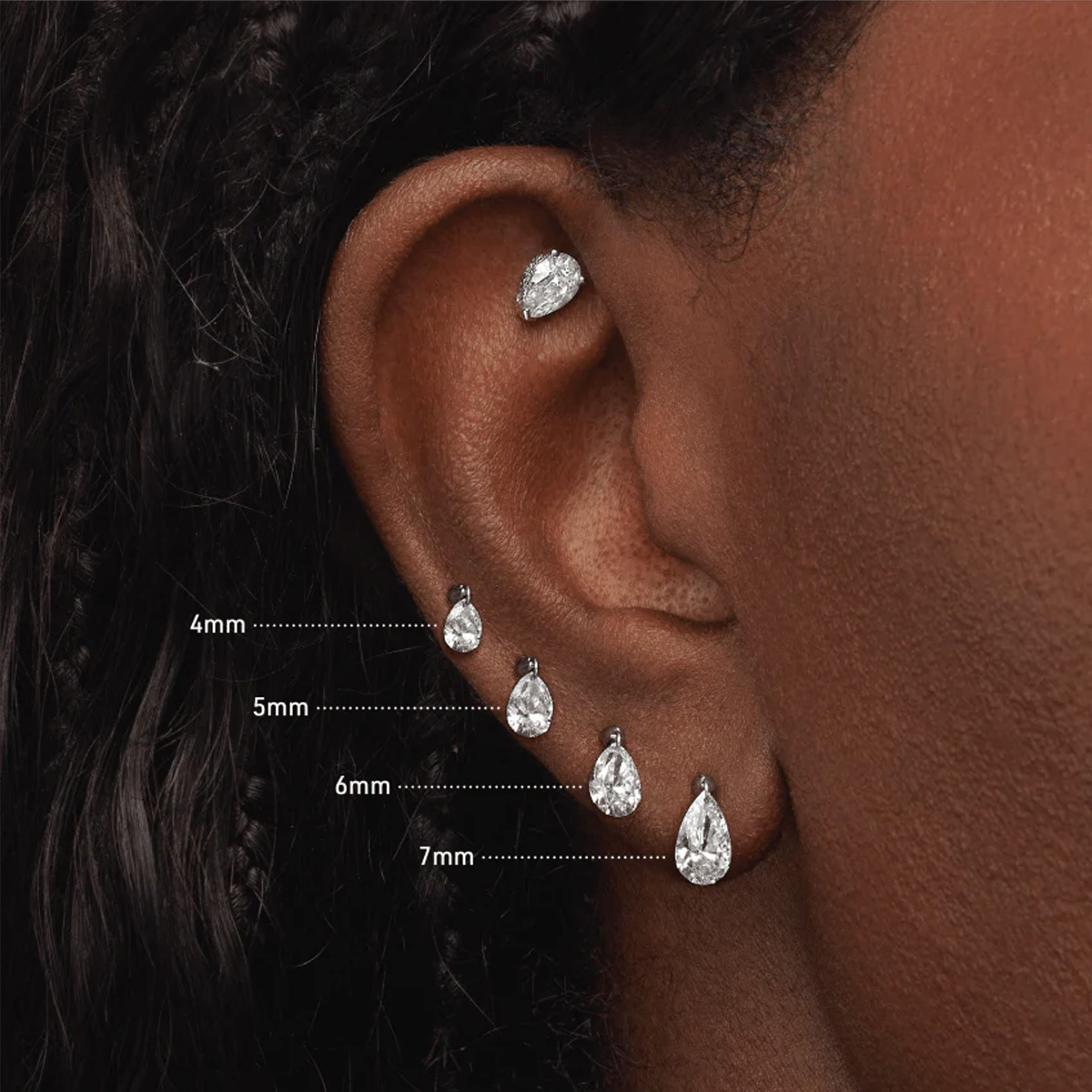 Floating Pear Cut Lab Diamonds - đánh giá và giá Body Jewelry Vch