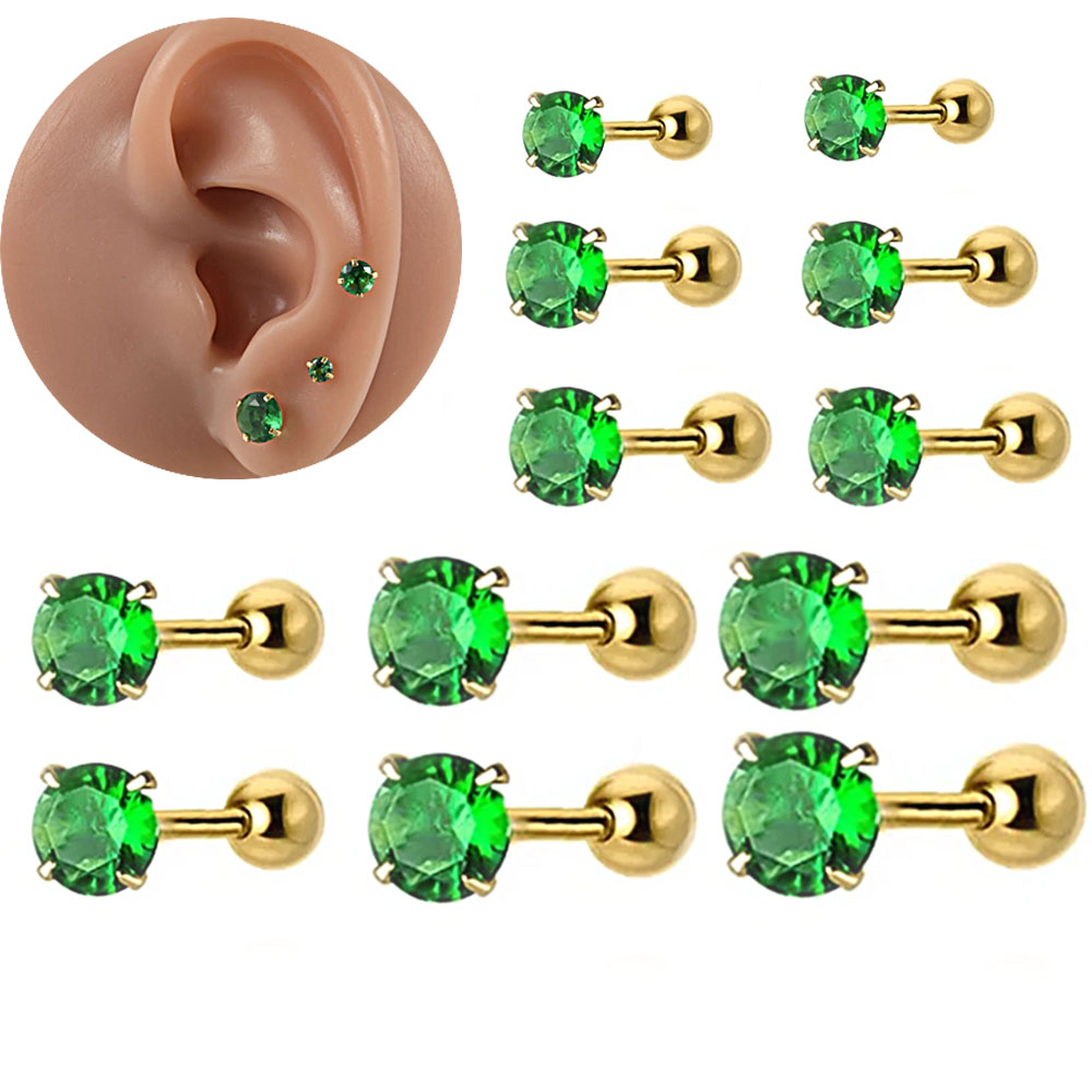 1/2pcs Stainless Steel Green Z - đánh giá và giá Body Jewelry Cartilage Earrings